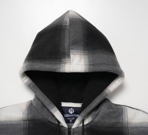 Image of Yasumond Mens Hoodies Fleece Jacket Plaid Flannel Heavy Sherpa Lined Hooded Zip Up Warm Winter Coats Big Tall