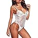 KeYIdoing Lingerie sexy pour femme - Pyjama - Nuisette exotique - Cadeau de Saint-Valentin, blanc, S