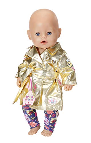 Zapf Creation 830802 BABY born Happy Birthday Mantel- goldener Puppenmantel für 43 cm Puppen mit bunter Hose im Cosmic-Comic-Print, inkl. 1 Kleiderbügel – Bild 4