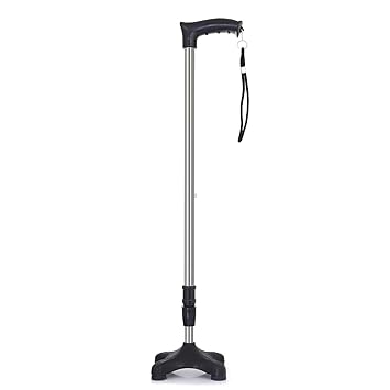 Strong Walking Stick with Adjustable Height, Mild-Steel Body, Light Weight for Men/Women, Patients, Old People