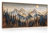 Celestdeco Mountain Wood Framed Canvas Wall Art Set,Rustic Pine Trees Wall Painting,Boho Ridge Scenery Wall Decor,Natural Sun Landscape Art Print for Living Room,Bedroom,Dining Room,Office-20 x40 x1