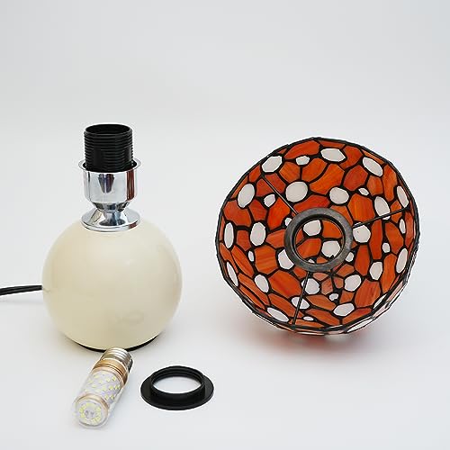 Blivuself Stained Glass Tiffany Mushroom Table Lamp (11in, Warm White) — view 4
