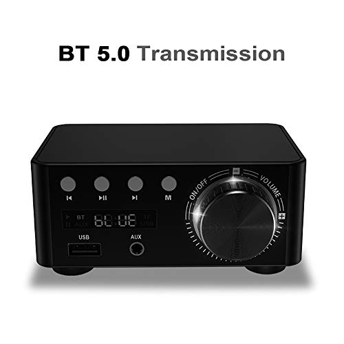 Moniel Amplificador digital HIFI BT 5.0 Mini Amp de áudio estéreo 100W Dual Channel Sound Power Rece