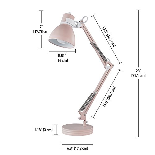 Globe Electric 52028 28 Inch Swing Arm Desk Lamp, Matte Rose thumb #2