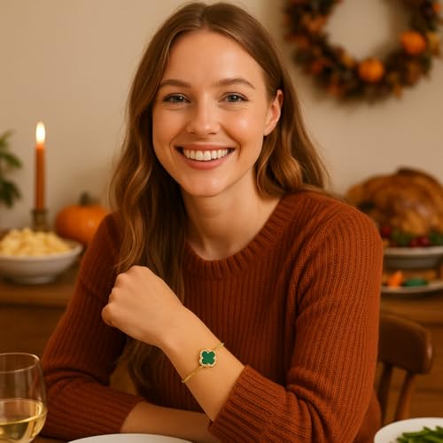 Image of Lucky Charm Clover Bracelet for Women | 925 Sterling Silver with 18K Gold Plating | Adjustable & Anti-Tarnish | Stylish Designer-Inspired Jewelry