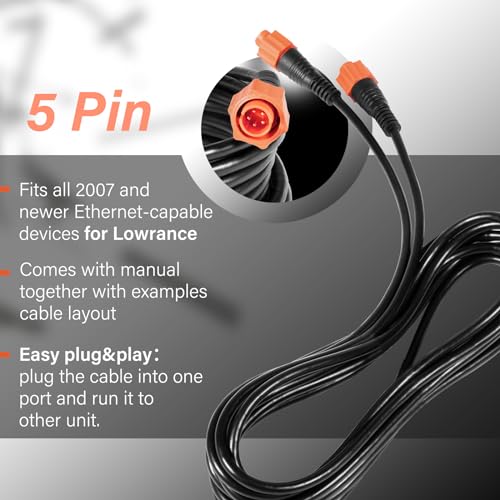 Cable Ethernet de reemplazo Lowrance Cat6 amarillo 15 pies miniatura 6