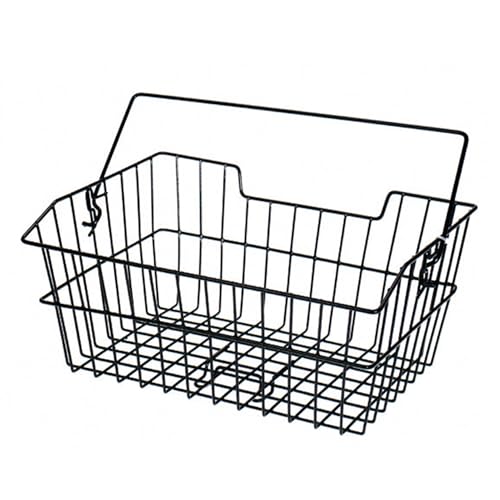 Prophete Fahrradkorb/Einkaufskorb für Gepäckträger, PE-kunststoffbeschichtet, mit Einhakkrallen, Tragegriff, abgeschrägt, 400 x 300 x 185 mm, schwarz