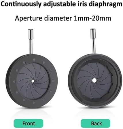 Adjustable Microscope Aperture Diaphragm - 1mm to 20mm Diameter, M4 Mount, Ideal for Camera Optical Instruments & Microscope Slides (Lris)