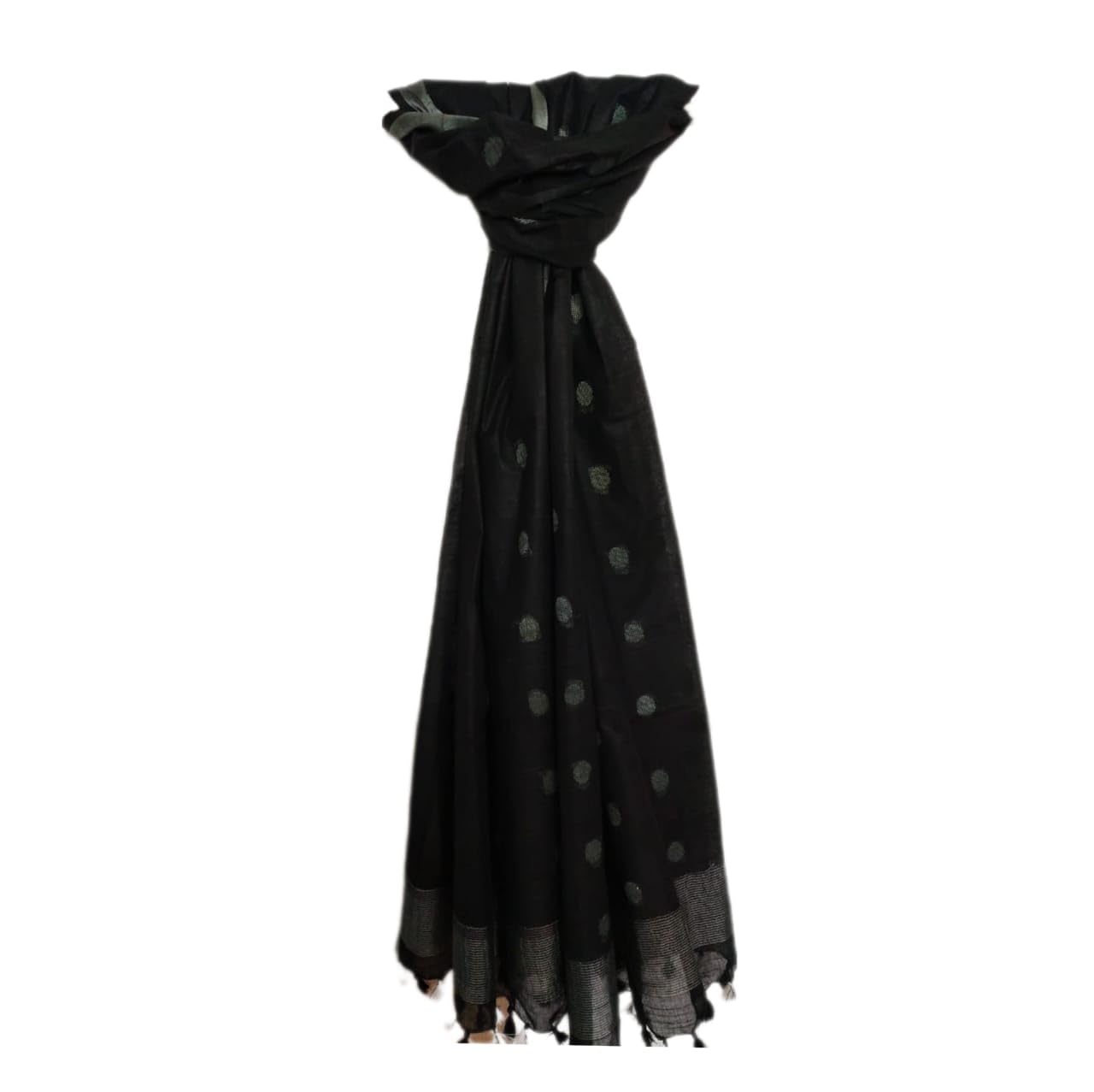 Tipu Handlooom | Women 's Bhagalpuri Handwoven Cotton Linen Blend Zari Rasgulla Desinge Dupatta[Stoule] With Smal Zari Boder And 2.4 Mtr Size-picture-45