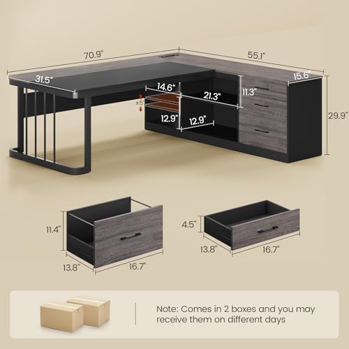 L shaped executive office desk