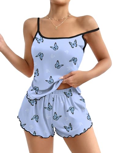 Image of Ekouaer Womens Cami Pajama Set Cute Printed Camisole Shorts Sleepwear | Tank Top and Shorts Lounge Set Soft Pjs for Daily Wear, Home, Party or Date Nights