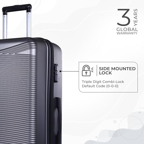 Image of Verage V-Lite Firestone 28 inch /78cms Dark Grey Check-in Hardsided Trolley Bags for Travel, Large Suitcase with Spinner Wheels, Anti-Theft Zippers Luggage