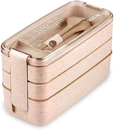 AASONS | BENTO Lunch Box for Adults | Reusable Lunch Box Food Storage Container with 3 Compartments and Cutlery Set | Leak Proof | Microwave and Dishwasher Safe (Beige)