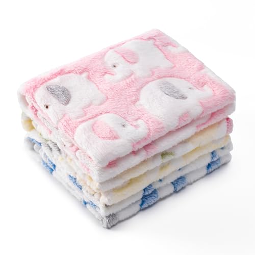 1 Pack 3 Blankets for Dog Puppy Cat (Large 41x31'', Pink, Yellow, Blue)