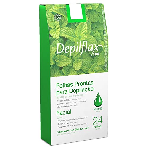 72 Folhas Prontas Depilação Facial Depilflax Morango Hortela Natural (72)