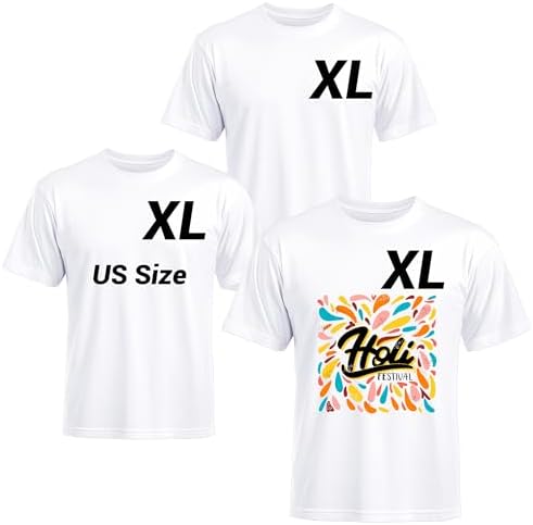 Joyclub 3 Pack White Blanks T Shirts Polyester Bulk Unisex Sublimation Shirts Wholesale Items Crew Neck Short Sleeve for Heat Transfer Adults Clothes Advertising DIY Fun (XL)
