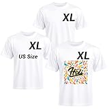 Joyclub 3 PCS White Polyester T Shirts Bulk Sublimation Blanks Unisex Wholesale Crew Neck Short Sleeve for Heat Transfer DIY, 3 Pack White XL, One Size/XL