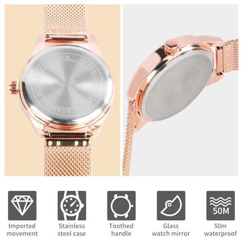 Image of Women's Watches Ladies Analog Quartz Wrist Watch with Stylish Crystal Diamonds for Women Girls(Rose Gold)