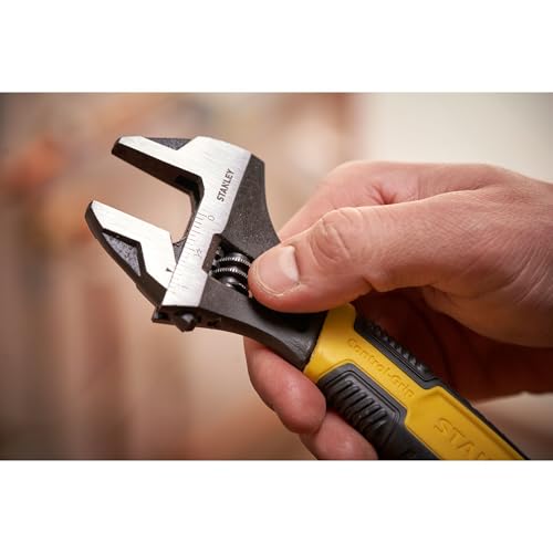 STANLEY 0-90-948 maxSteel Clé À molette Forgée en Acier Chrome, 30 x 200 mm - Poignée Bi matière - mollette de Réglage Crantée - Idéal pour La Plomberie - Normes ISO et DIN