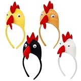 Licsaliwe Chicken Headband Costume, 4PCS 3D Elastic Headband for Kids Birthday Party Cosplay Favors/4.7x9.5 Inch