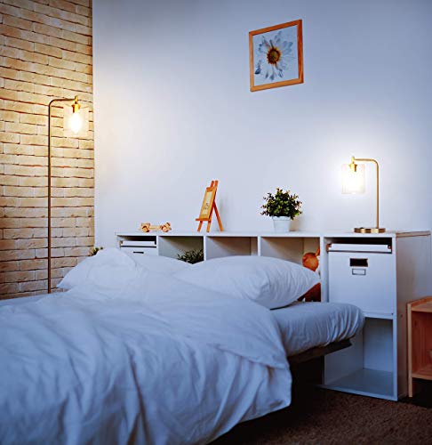 Brightech Elizabeth Lamps For Bedrooms Set Of 2 - Floor Lamp And Table Lamp Bundle - Nightstand Lamp Matches Mid-Century Modern, Rustic, And Industrial Décor - Edison Bulb & Glass Shade - Brass Gold #TOP5