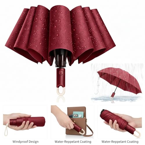 Image of Owme UV Umbrella for Women, Mini Folding Portable 3-Fold Umbrellas | Auto Open & Close for Rain and Sun Protection, Anti-Slip Handle | Windproof Umbrlla for Bedroom, Living Room,Entryway -