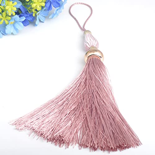 Kuasting 4Pcs 11.5 Inch Handmade Soft Silky Tassels, Handmade Tassels Bookmarks For Diy Crafts Jewelry Making,Graduation Clothing Sewing, Diy Craft Accessory,Tags (Pink) #TOP5