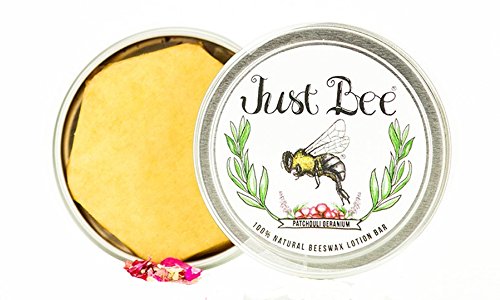 Just Bee 100% Natural Organic Naturally Gathered Beeswax Lotion Bar (Patchouli Geranium) #TOP1