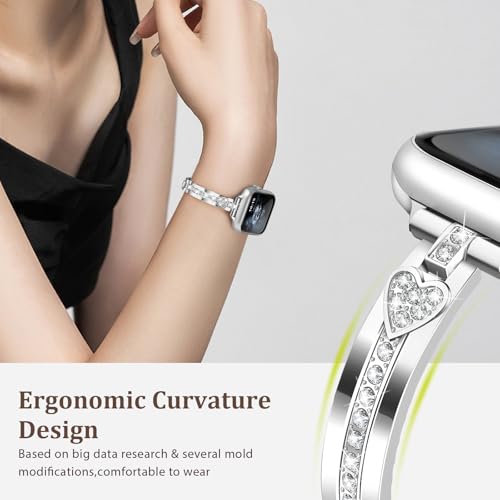 Image of VISOOM Bracelet Compatible for Series 11 /10 /9 /8 /se Apple Watch Band 46 /45 /44 /42 /41 /40 /38mm Series 7 /SE Women Dressy Luxury Wristband Jewelry Metal Watch Strap for iWatch Series 6 /5 /4 /3 /2 /1