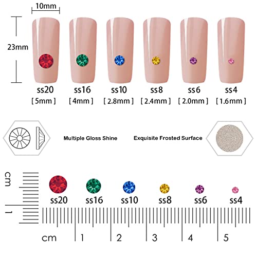 Icai Beads 7000 Pieces Rhinestones 5 Sizes Round Crystal Glass Flat Back Rhinestones With 1Tweezers And 1Picking Pen For Nail Art Crafts Clothes Bags Diy thumb #6