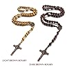 Catholic Cross Rosary Necklace, Natural Wood Prayer Beads with Medal Cross Jesus Christ Saint Benedict, for Catholic Christians Religious Communion, Baptism, Mass, Bible #5