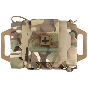 Générique Pochette Militaire Tactique à déploiement Rapide, Trousse de Premiers Secours, Sac de Survie en Plein air, Sac d'urgence, Sac médical, Camping (Camouflage Kaki)