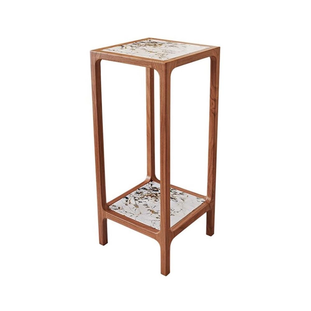 ZENY896V Home Black Walnut Home Living Room Floor Bonsai Rack, Light Luxury New Chinese Rock Plate Ornament Stand Decor(Small)
