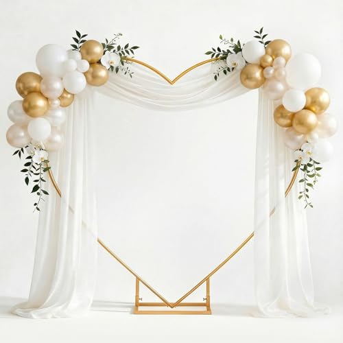 Novabright Gold 7ft Heart Arch Stand for Wedding Metal Love Balloon Column Arch Frame with Base for Ceremony Backdrop Stand for Outdoor/Indoor Weddings Proposal Birthday Bridal Shower Decoration