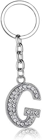 BESPMOSP A-Z Letter Keychain Keyring Crystal Shiny Family Best Friend Jewellery (A)