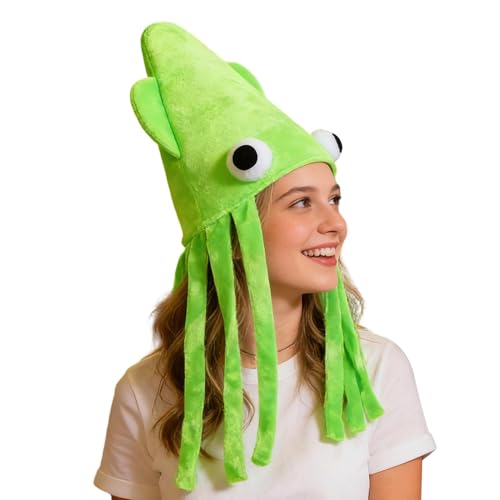 Chapeaux Drôles | Bonnet Calamar Respirable en Peluche pour Déguisement | Fournitures de Fête pour Déguisement d'Animaux Marins - Pour Photographie, Fêtes, Noël, Anniversaire, , Adultes, Garçons, Fill
