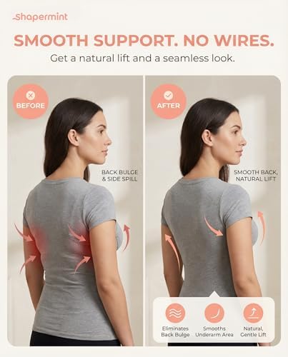 SHAPERMINT Wireless Bras for Women - Full Support Seamless Bralette, Compression Sports Bra, Plus Size Minimizer Bras, Padded Wirefree Bra for Women Atlantic Blue — view 4