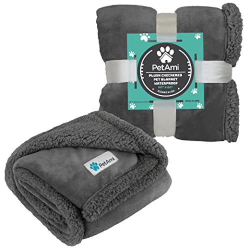 Petami Puppy Dog Blanket | Pet Blanket Small Dog Indoor Cat Kitten | Fleece Sherpa Throw Doggy Blanket Crate Couch Bed | Soft Plush Fuzzy Fluffy Lightweight Washable Warm Cover, 29X40 Solid Dark Gray #TOP6