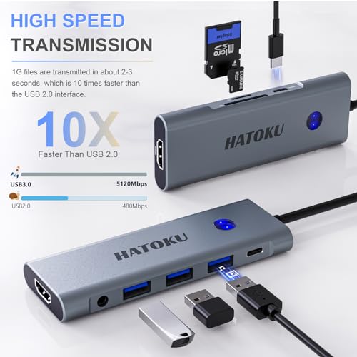 USB C Hub Hdmi Adapter: 9 in 1 USB Docking Station for MacBook iPad Pro Air - Laptop Dock with One-Click Screen On Off Button - 4K@60Hz HDMI - 100W PD - SD TF Card Reader - Audio - 3.0 C Data Port - Thumbnail 5