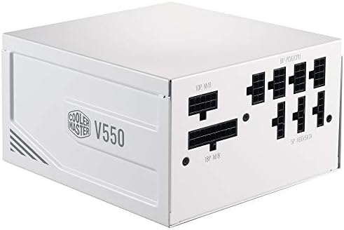 Cooler Master V550 Gold V2 PSU, UK Plug - 550 W, 80 PLUS Gold, Fully Modular, ATX Power Supply Unit, Quiet 135 mm FDB Fan, Semi-Fanless Mode, 10-Year Warranty, 16AWG PCI-e Cables - White Edition