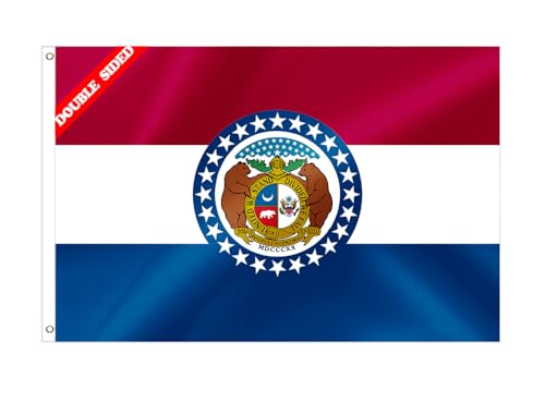 Missouri State Flag 6x10FT Double Sided MO Flags Vivid Color Fade Resistant Polyester with Brass Grommets Gifts and Room Decor Indoor Outdoor by Yicmirtu - Used condition - US$22.37
