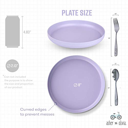 Bamboo Plates For Kids And Toddlers – 12 Pack Bamboo Toddler Plates & Stainless Steel Silverware Set – 8 Inch Bamboo Kids Plates – Eco-Friendly Kids Bamboo Plates – Dishwasher Safe #TOP2
