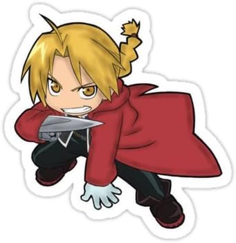 Edward Elric Chibi (Size W8.3 x H8.5 Centimeter) Car Motorcycle Bicycle Skateboard Laptop Luggage Vinyl Sticker Graffiti Decal Bumper Sticker By August999