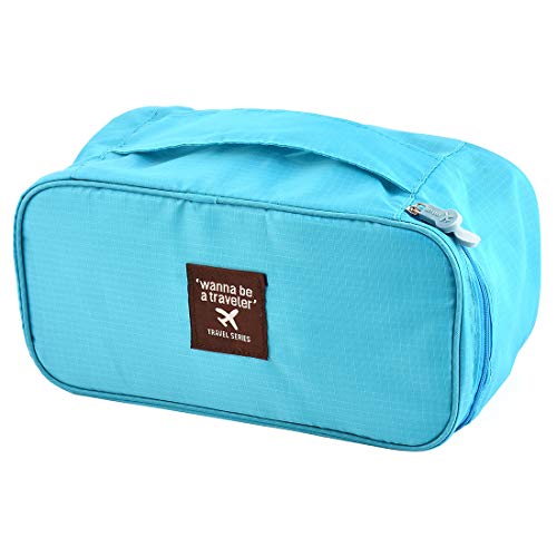 Ruilogod Almacenamiento de ropa Embalaje Bolsa de viaje Organizador de equipaje Pouch Sky Blue
