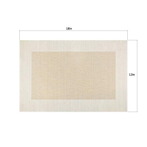Jujin Placemats Set Of 8 Non-Slip Washable Pvc Heat Resistant Table Mats For Dining Table Beige #TOP4