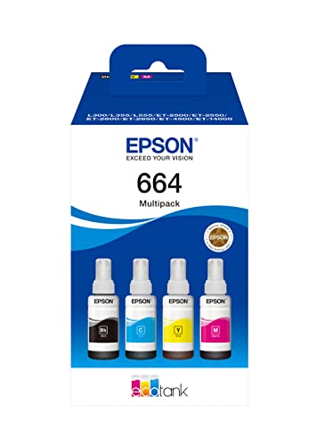 Image of Epson 664 MultiPack Ink 4 Colors for EcoTank, Standard
