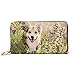 Produktbild JHGFG Mode Handtasche Reißverschluss Brieftasche Happy Active Purebred Welsh Corgi Hund Telefon Clutch Geldbörse Abendkupplung Blocking Leder Brieftasche Multi Card Organizer