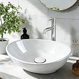 NUESTRA VIDA Lavabo Sobre Encimera de Cerámica en Blanco Brillante, Lavabo...