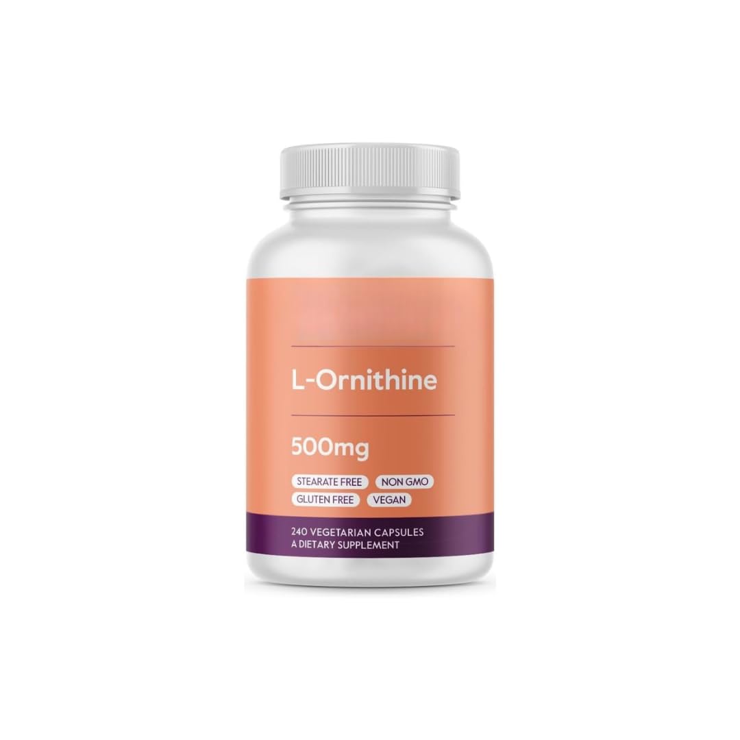 l-ornithine 500mg vegetarian capsules - no stearates - no fillers - vegan - non gmo - gluten free