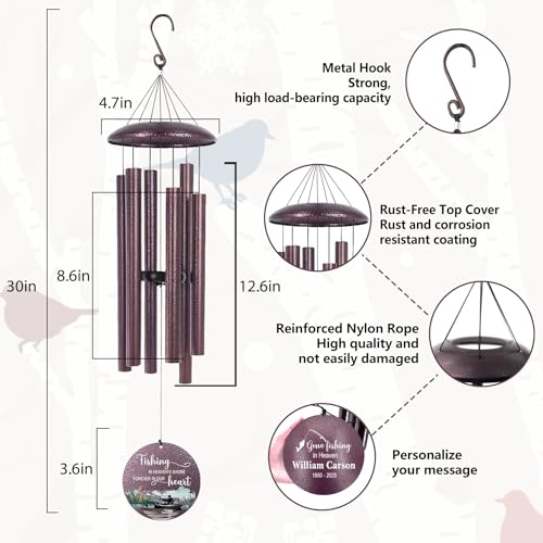 Image of ASTARIN Memorial Wind Chimes Personalized, Produced in Texas Deep Tone Wind Chimes for Loss of Loved One, Sympathy Gifts for Loss Mom /Dad /Sister, Outdoor Windchime for Memory Bereavement Condolence